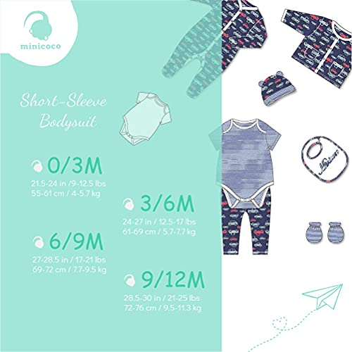 Newborn Baby Bodysuit, Infant 5 Pack Short Sleeve Cotton Onesies