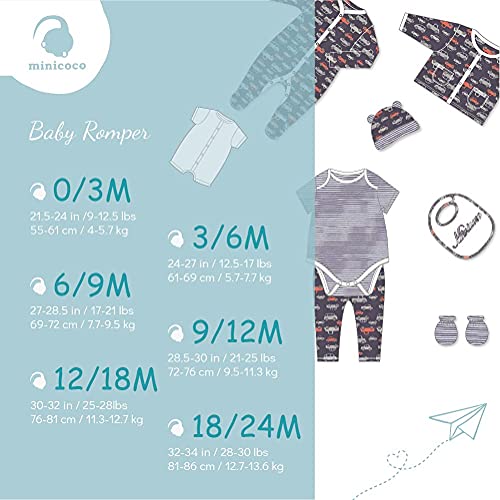 Minicoco Newborn Baby Boys and Girls Short Sleeve Romper Jumpsuit, One-Piece Cotton Summer Romper Coverall for Toddler 3 Pack