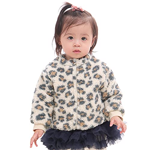 Minicoco Toddler Warm Outwear Jacket for Baby Boy and Girl Zipper Up Fall Winter Coat Leopard Print