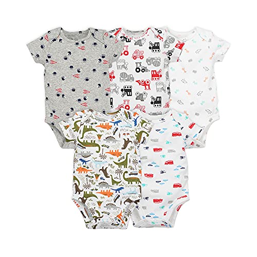 Newborn Baby Bodysuit, Infant 5 Pack Short Sleeve Cotton Onesies