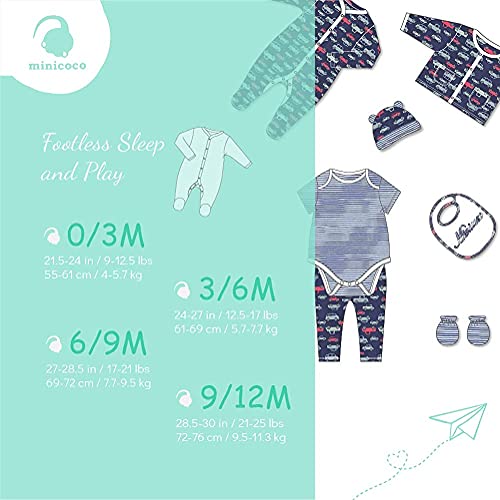 Minicoco Baby Jumpsuits Coveralls, Newborn Infant Boy Girl Footless Romper Outfits Long Sleeve Cotton Onesies