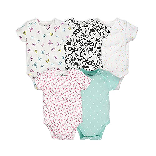 Newborn Baby Bodysuit, Infant 5 Pack Short Sleeve Cotton Onesies